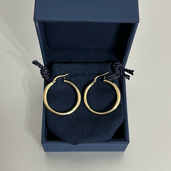 14K Solid Italian Gold Hoops - Picture 1 of 14